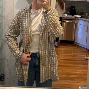 Free People Plaid Oversize Summer Blazer